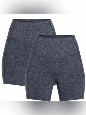 Lot of 2 Athletic Works Women’s High Rise 7” Bike Shorts XL 16-18 Charcoal NWT